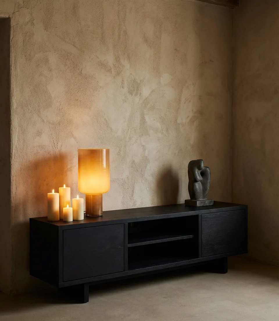 Black Console with Moody Aesthetic Lighting 1