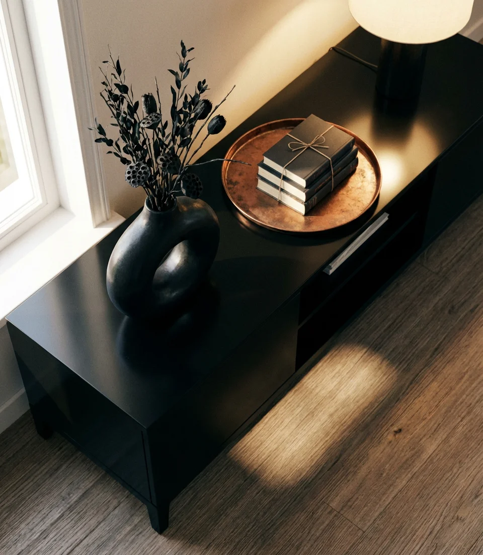 Black Console with Moody Aesthetic Lighting 2