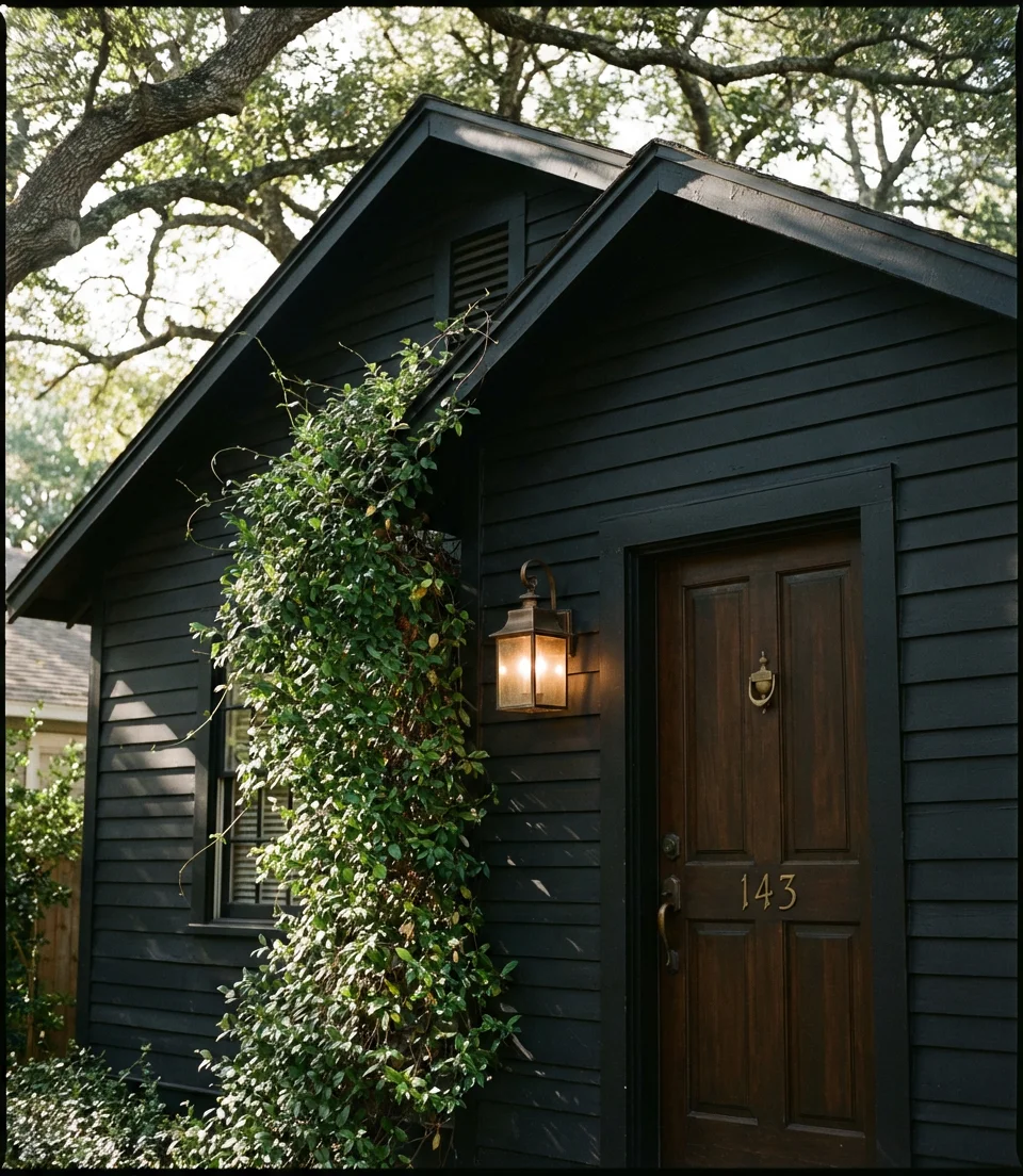 Black Exterior With Brass and Bronze Hardware Accents 1