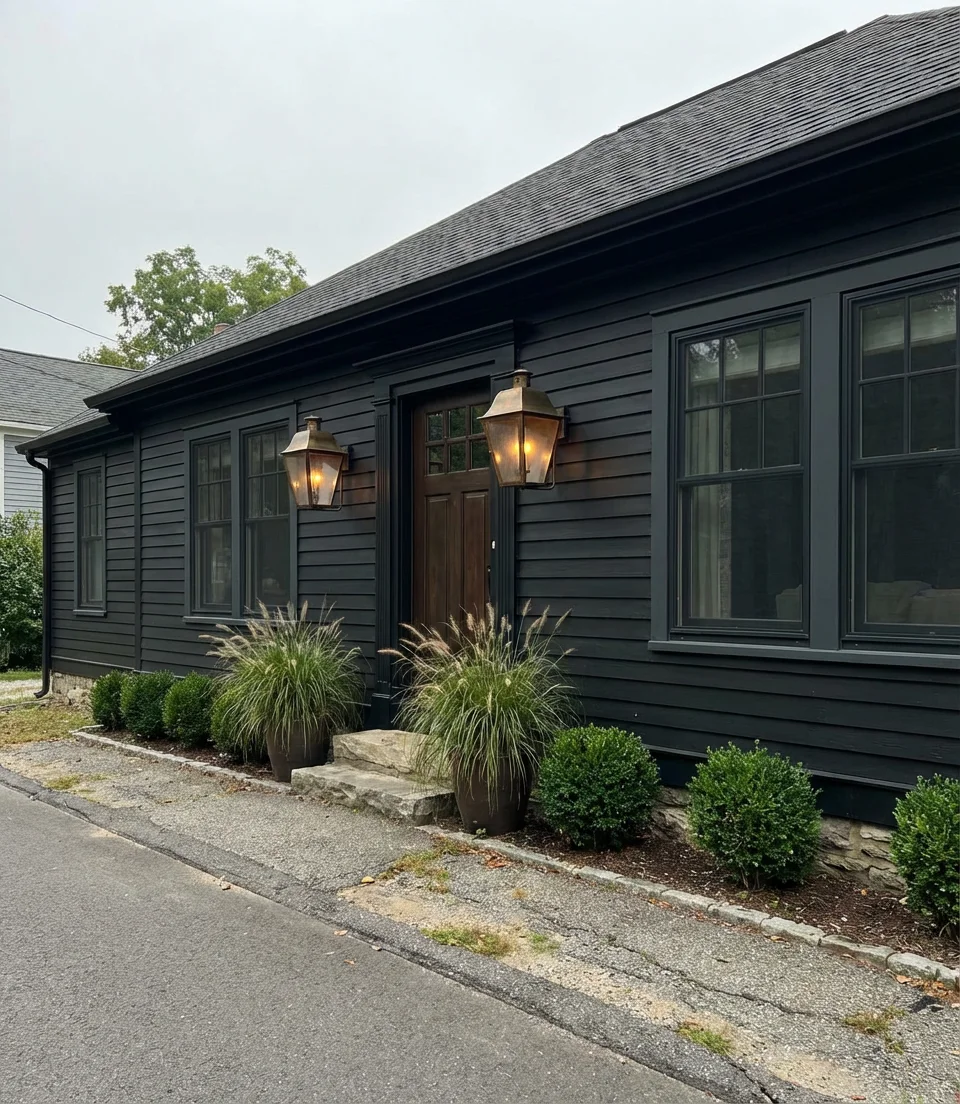 Black Exterior With Brass and Bronze Hardware Accents 2