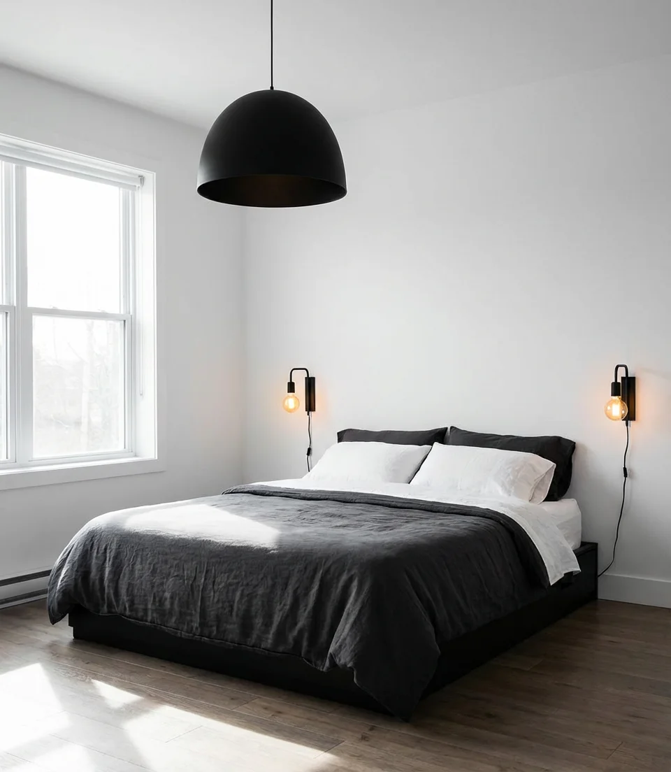 Black Fixture Bedroom Lighting for Contrast and Drama 1