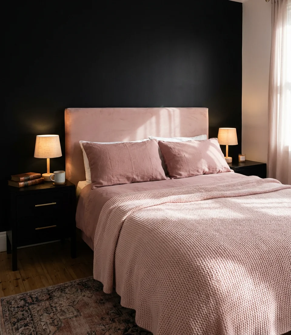 Black and Pink Feminine Bedroom 1