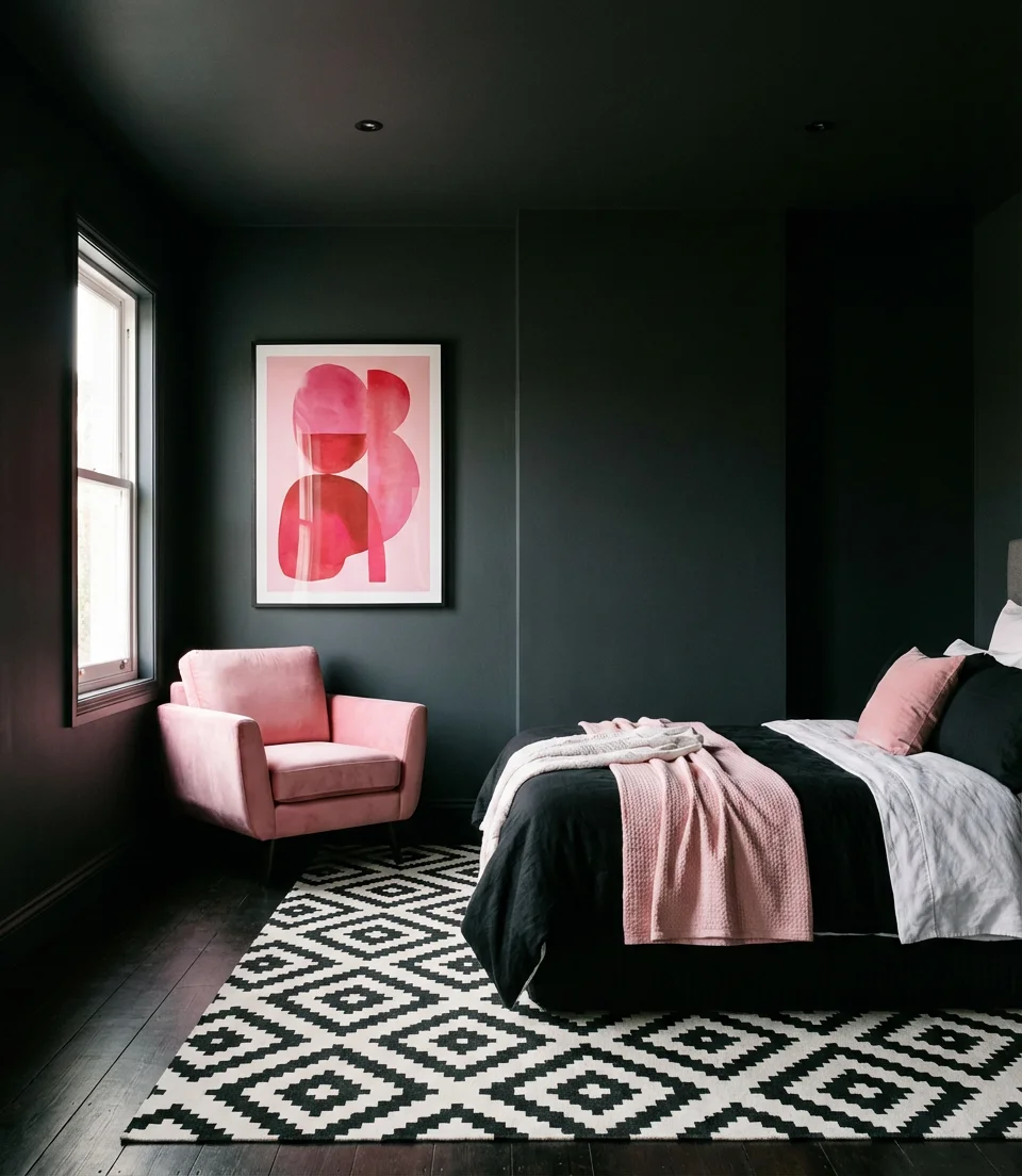 Black and Pink Feminine Bedroom 2