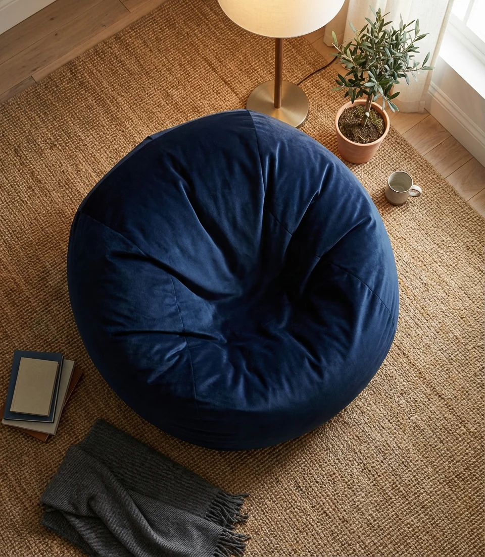 Blue Bean Bag Chair for a Calm Coastal Bedroom 2