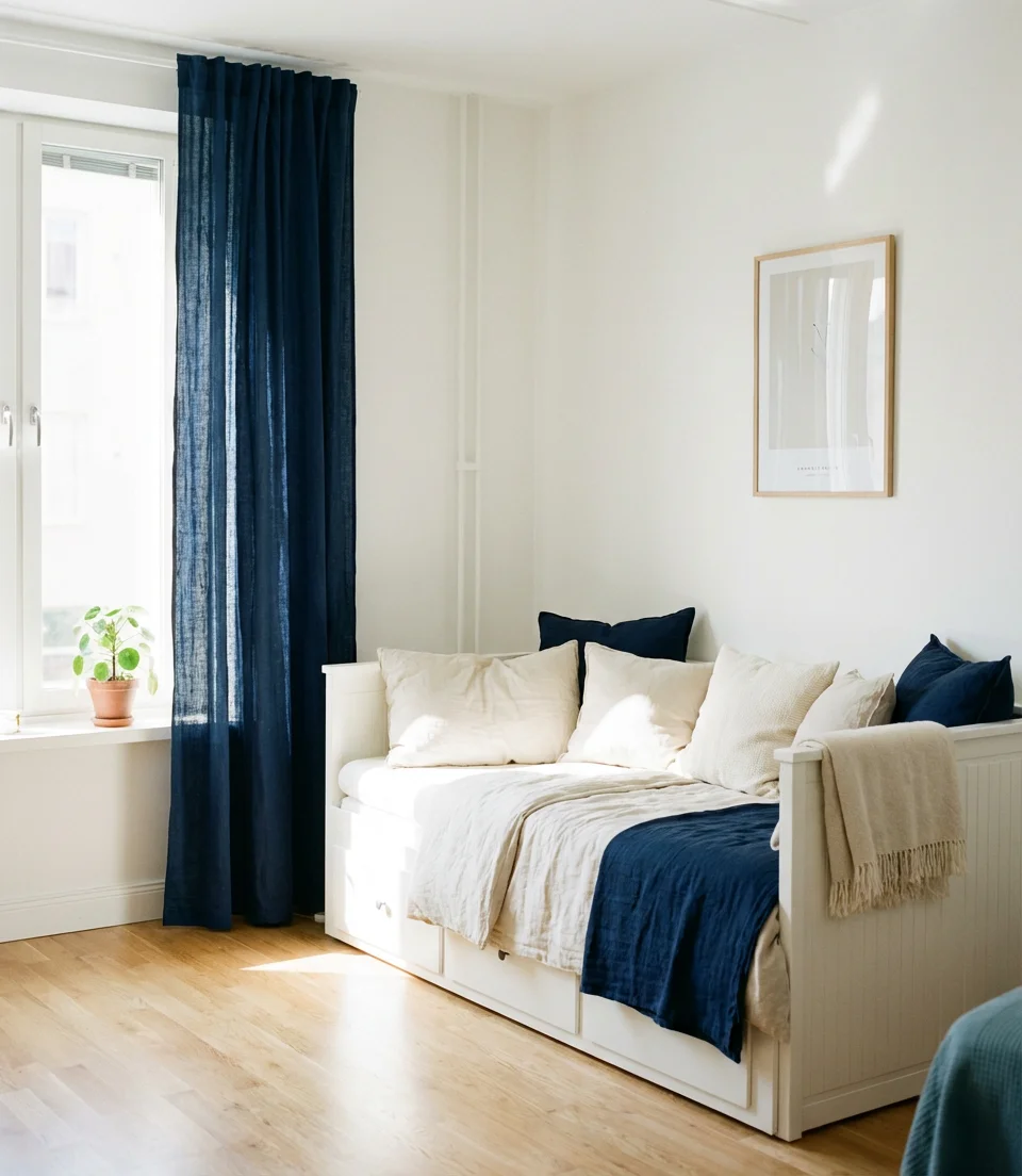 Blue and White Studio Apartment Refresh 1