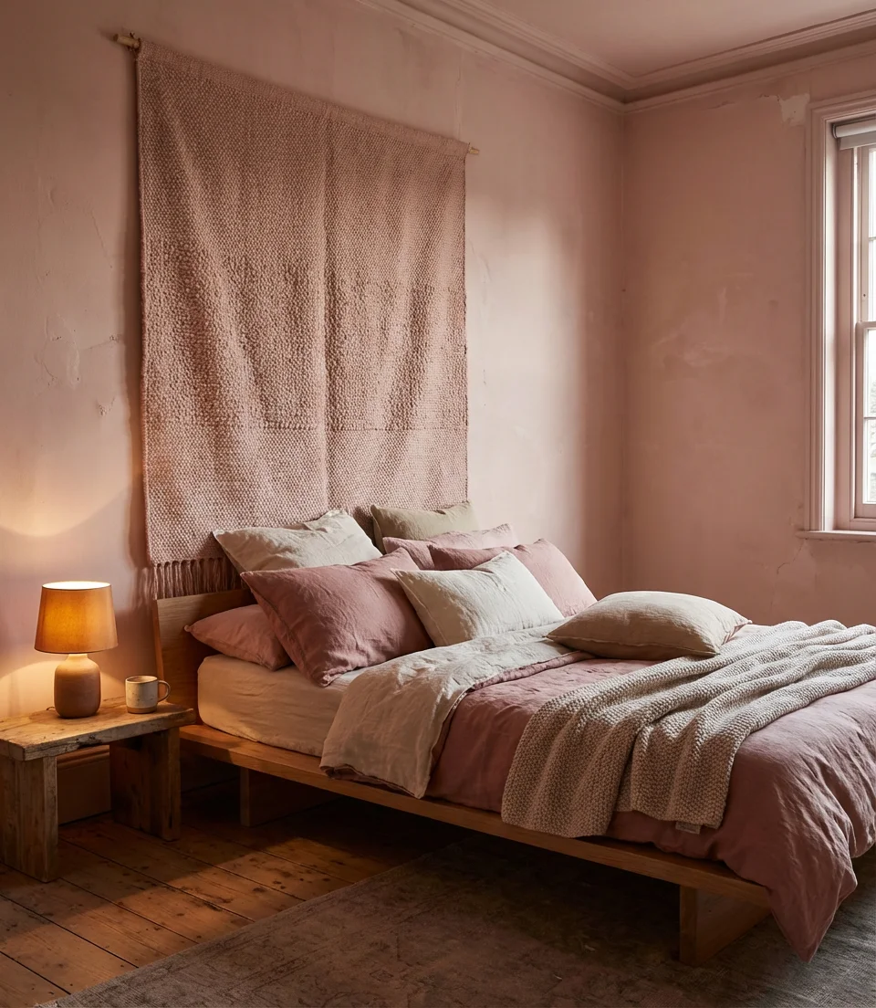Blush Pink Bedroom with Linen Layers 2