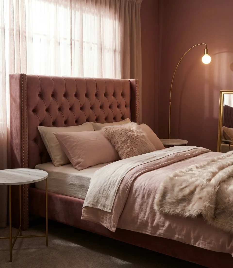 Blush Pink and Gold Glam Bedroom 1
