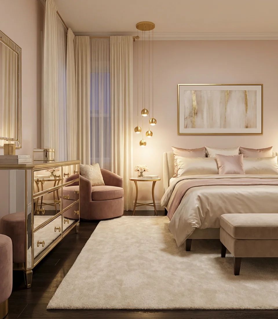 Blush Pink and Gold Glam Bedroom 2