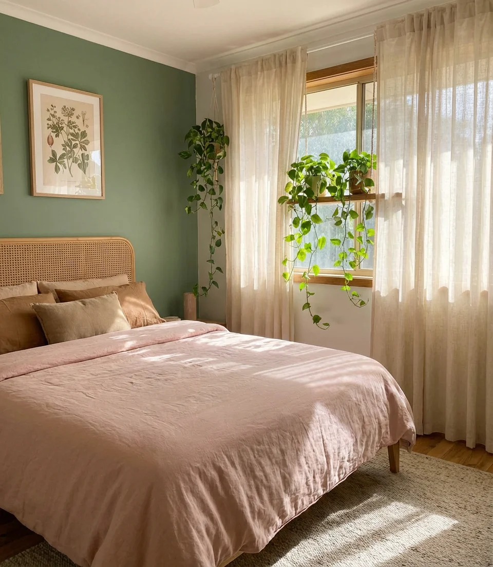 Blush and Green Botanical Bedroom 1
