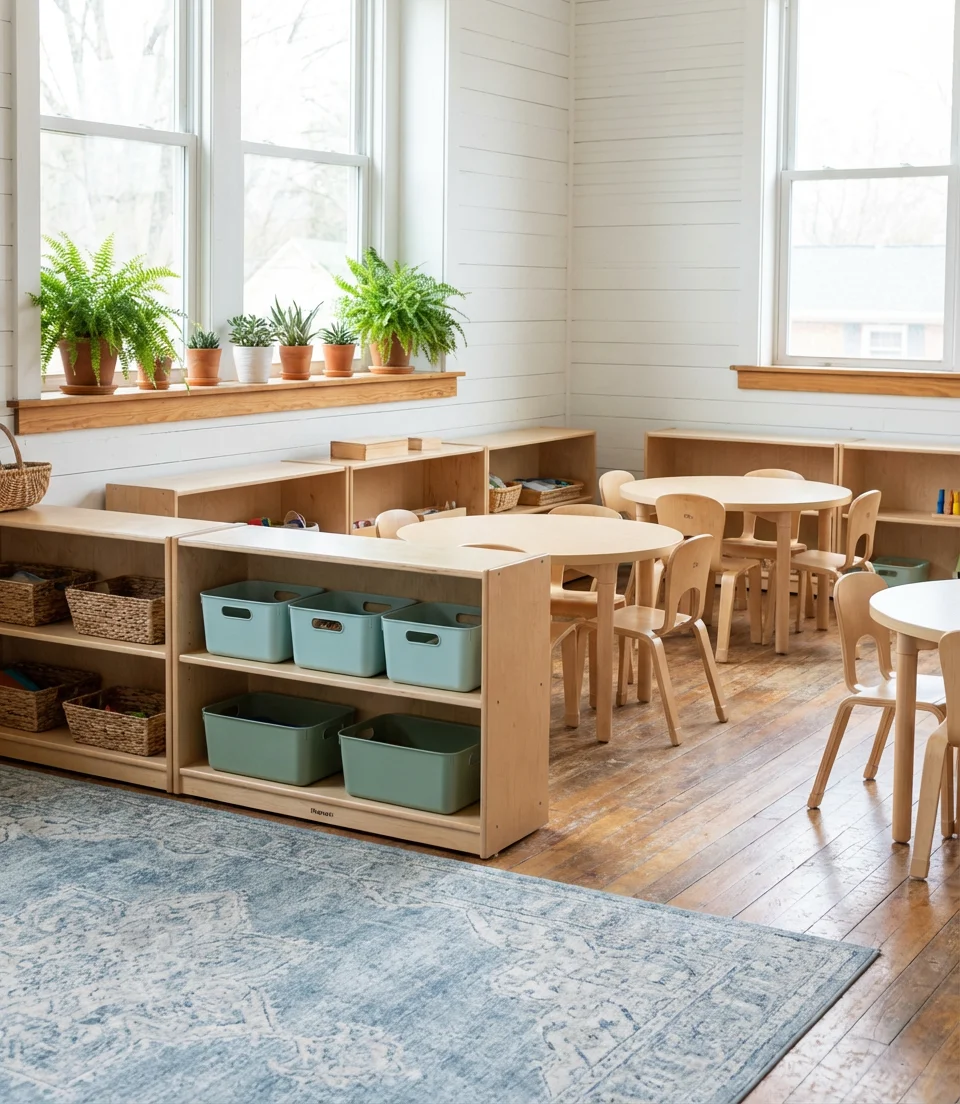 Calm Classroom With Soft Blue and Green Tones 1