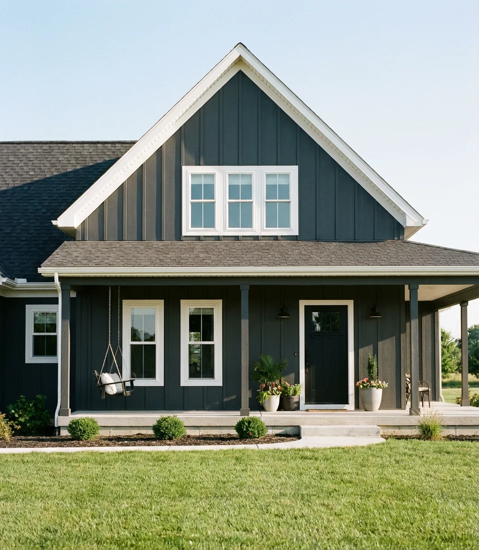 Charcoal Gray on a Modern Farmhouse 1