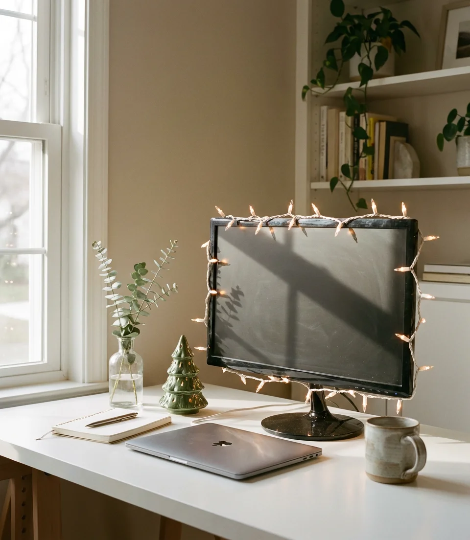 Christmas Decor for Work Desks That Stays Professional 1