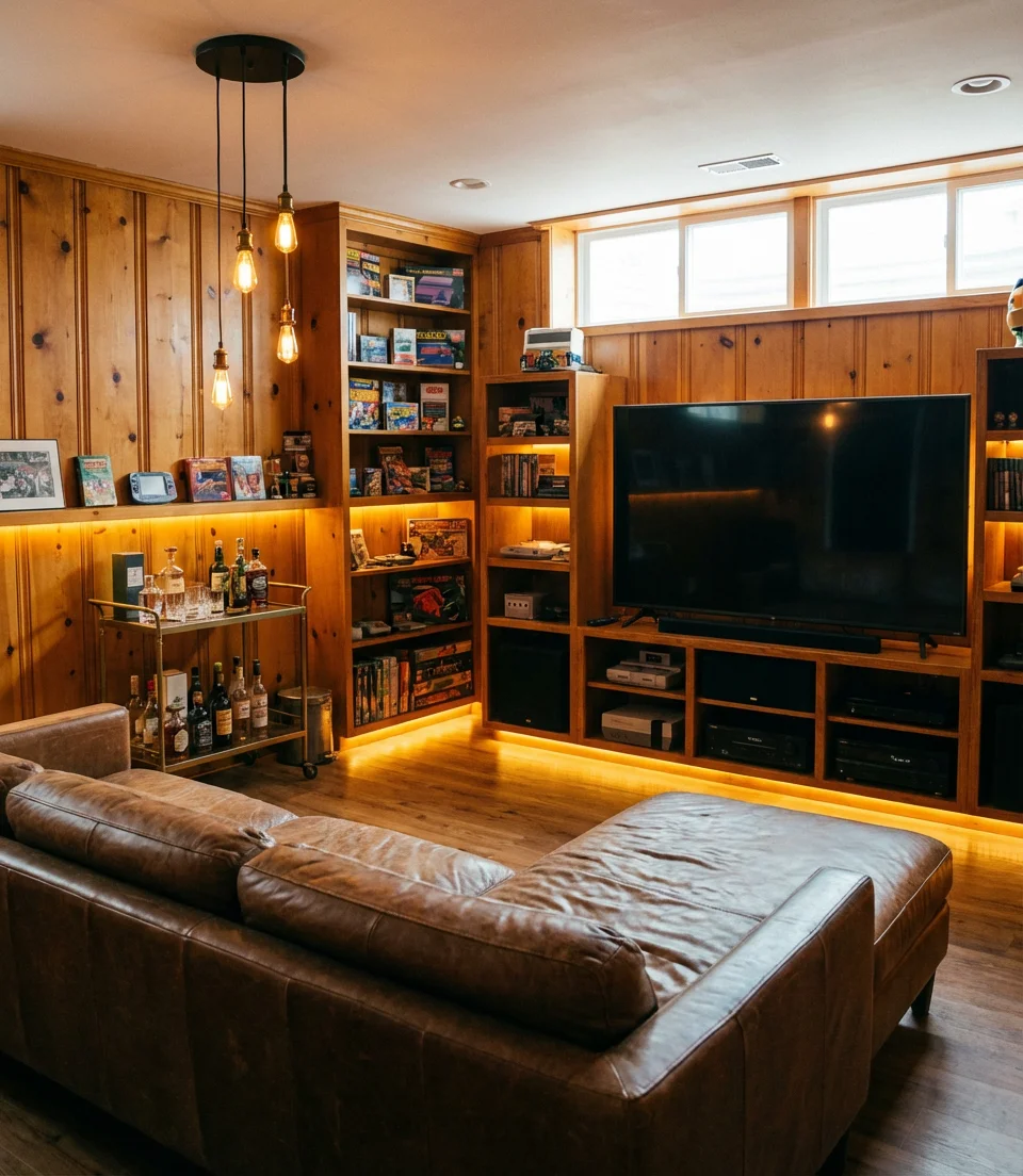 Classic Man Cave with a Gaming Focus 1