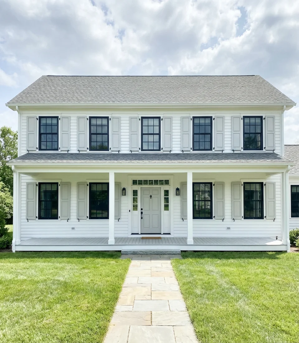 Classic White With Light Gray and Black Window Frames 1