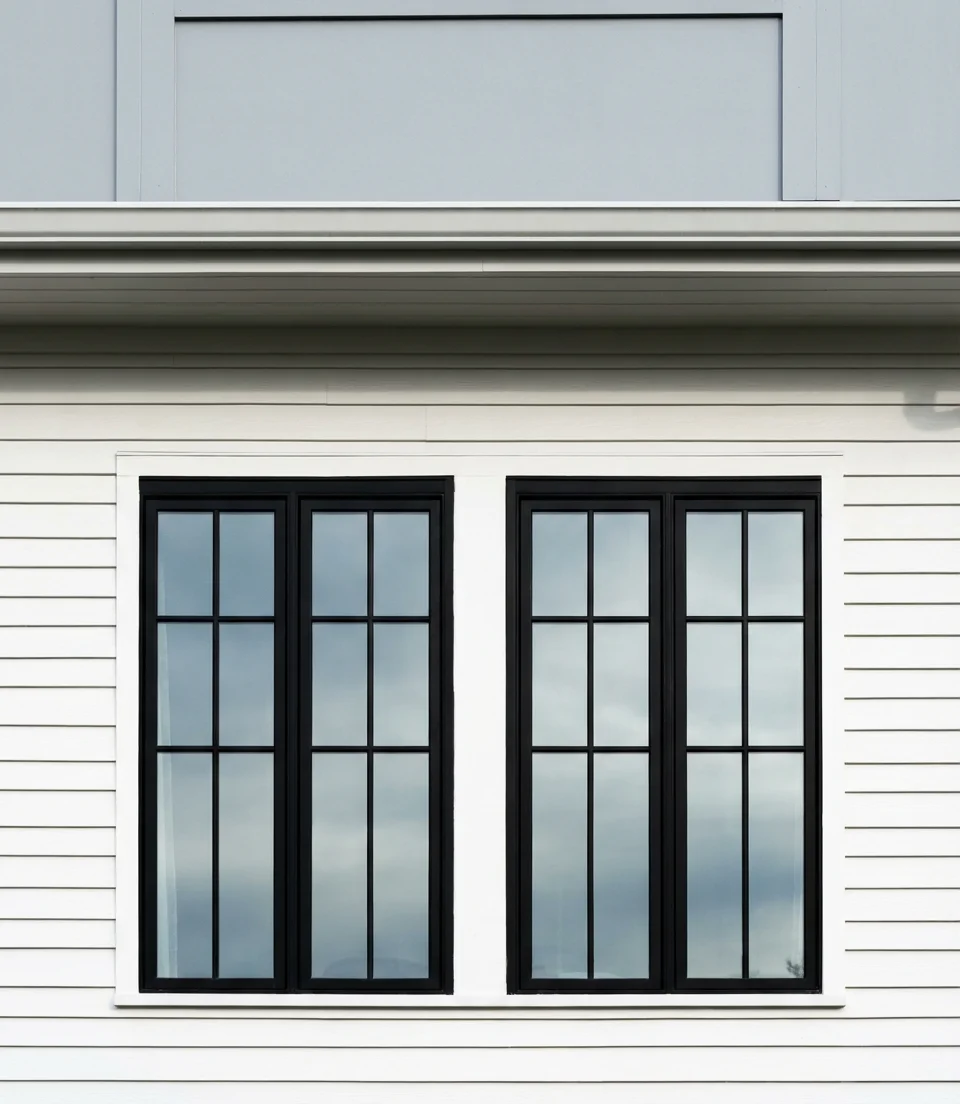 Classic White With Light Gray and Black Window Frames 2