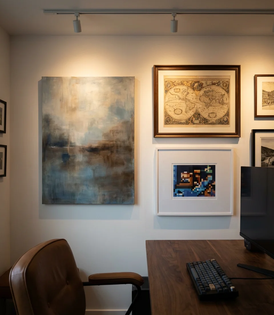 Classy Gaming Room with Art Gallery Walls 1
