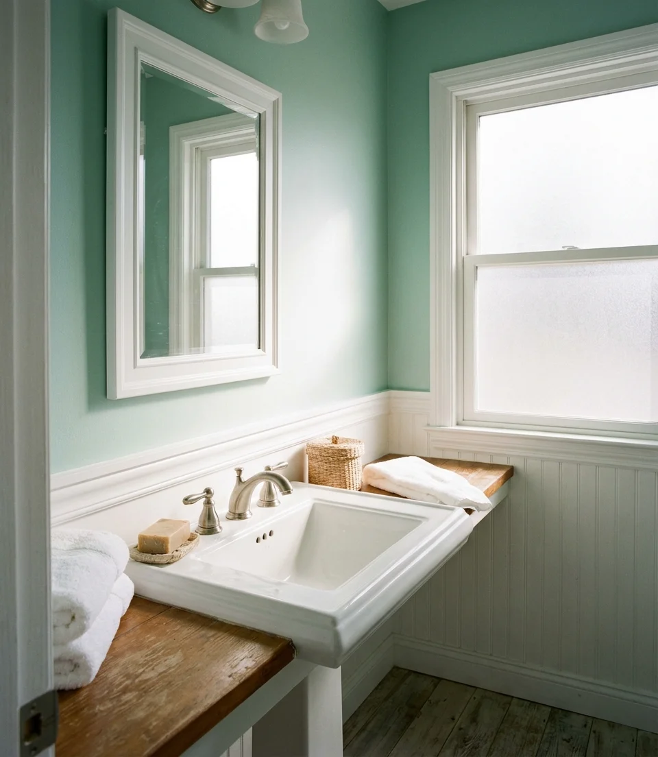 Coastal Blue and White Half Bath 2