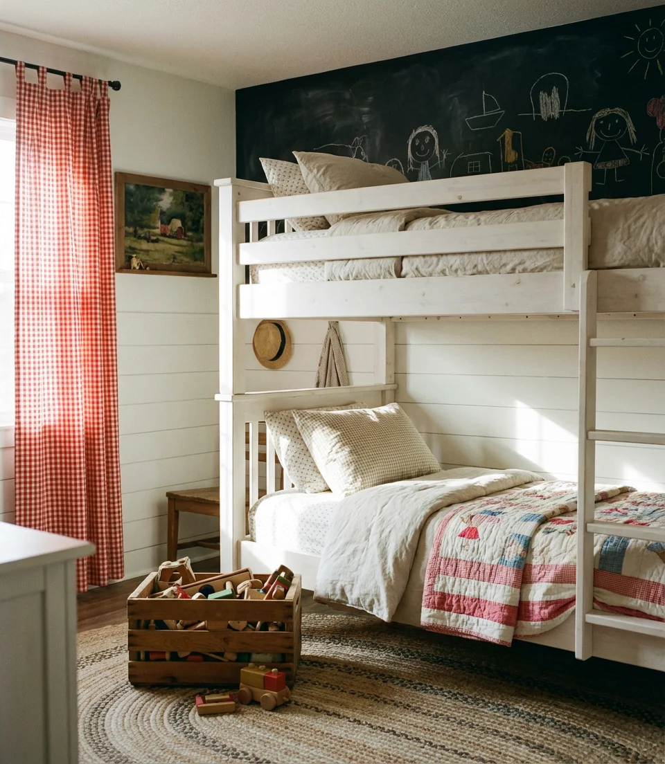 Country Farmhouse Kids Bedroom With Playful Charm 1