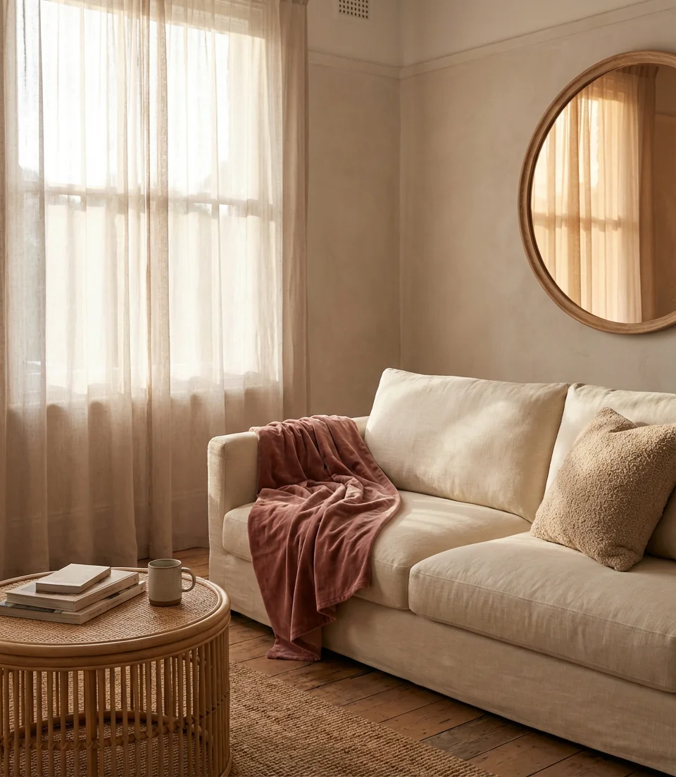 Cozy Pink Living Room with Velvet Accents 2