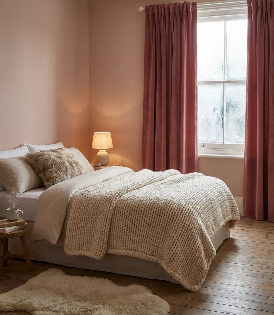 Cozy Pink Winter Bedroom with Layers 1