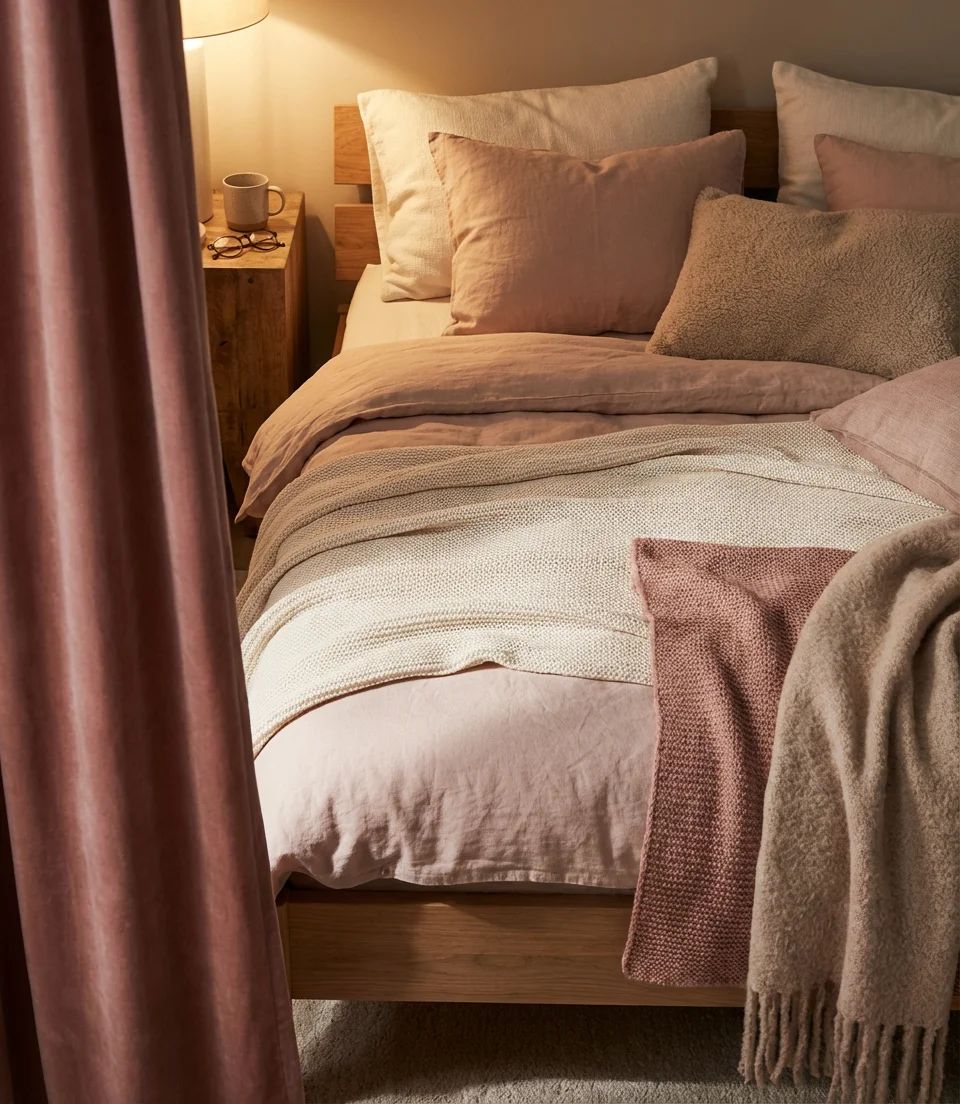 Cozy Pink Winter Bedroom with Layers 2