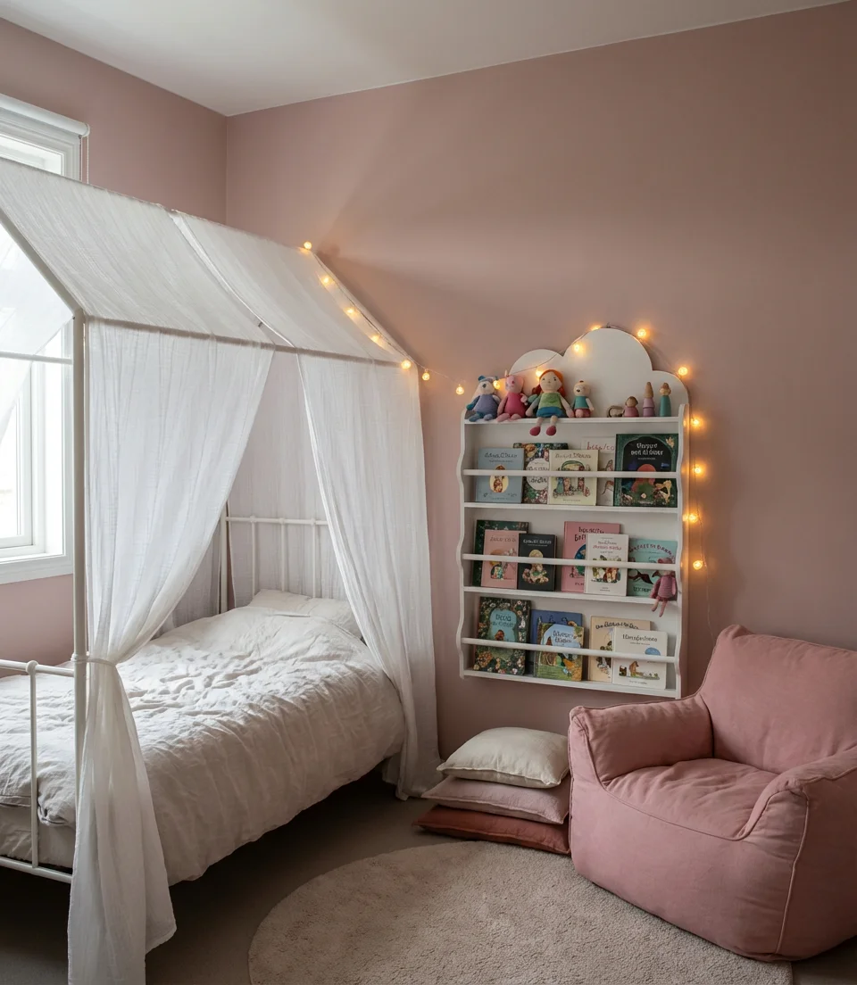 Cute Pink Kids Bedroom with Playful Accents 1