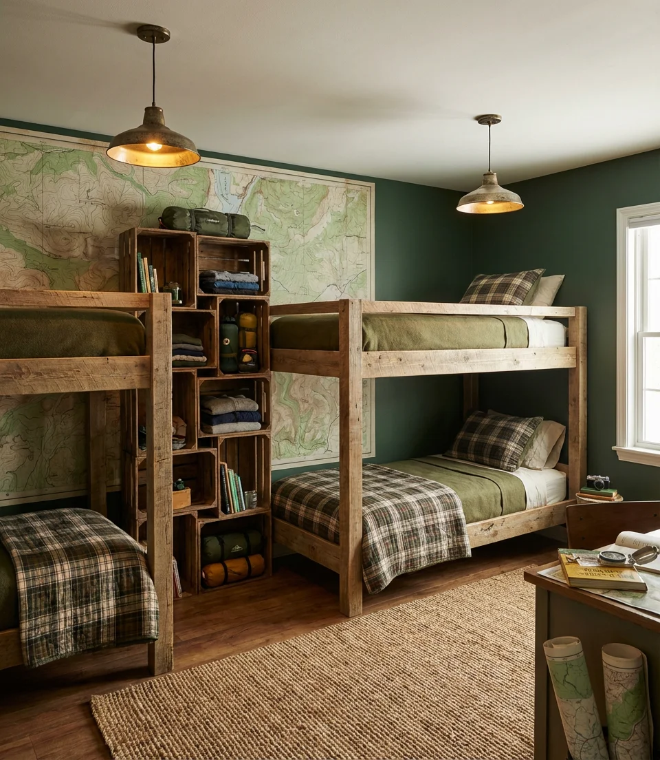 Cute Shared Boys Room with Bunk Beds and a Theme 1