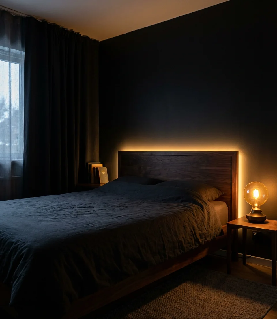 Dark Aesthetic Bedrooms With Moody Lighting 1