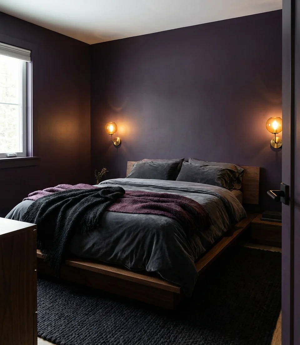 Dark Moody Purple Bedroom for Adults 1