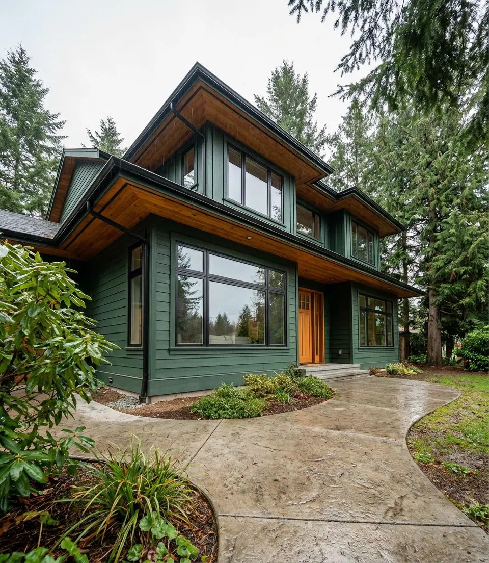 Deep Forest Green with Natural Wood Accents 1