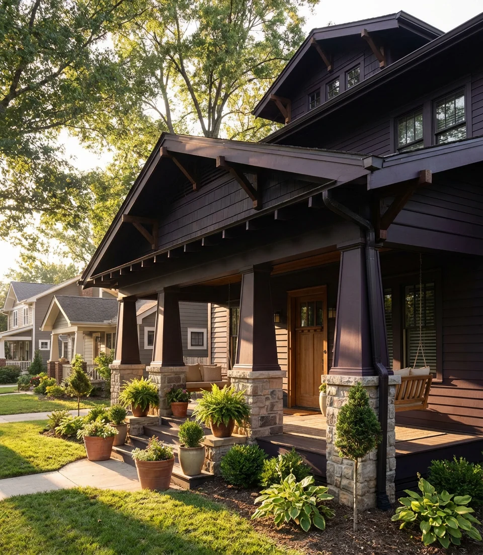 Deep Plum Black on a Modern Craftsman 1