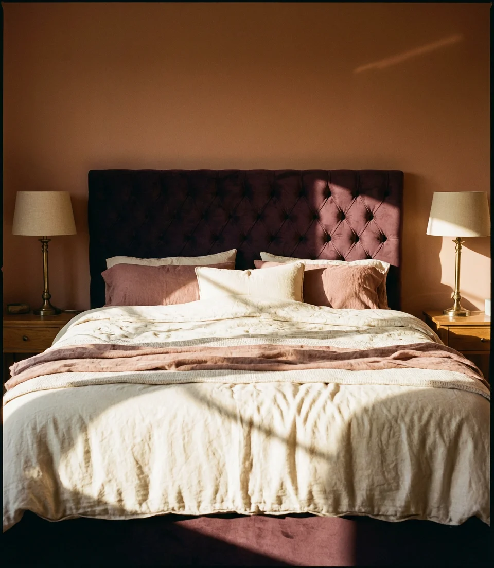 Deep Plum Velvet Headboard Moment 1