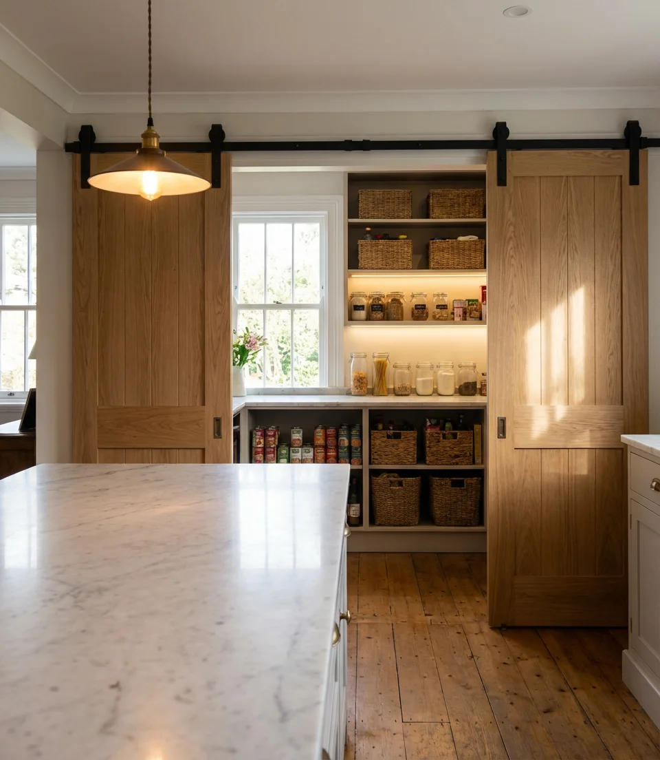 Double Sliding Barn Doors for a Pantry 1