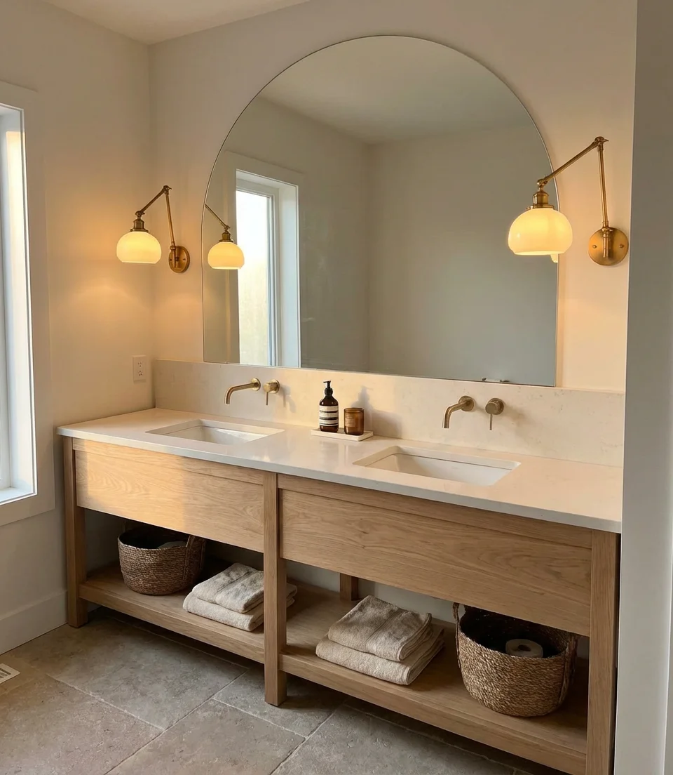 Double Vanity in Natural White Oak 1