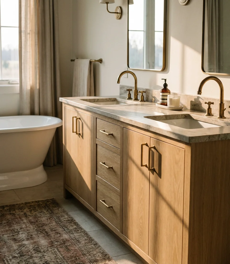 Double Vanity in Natural White Oak 2