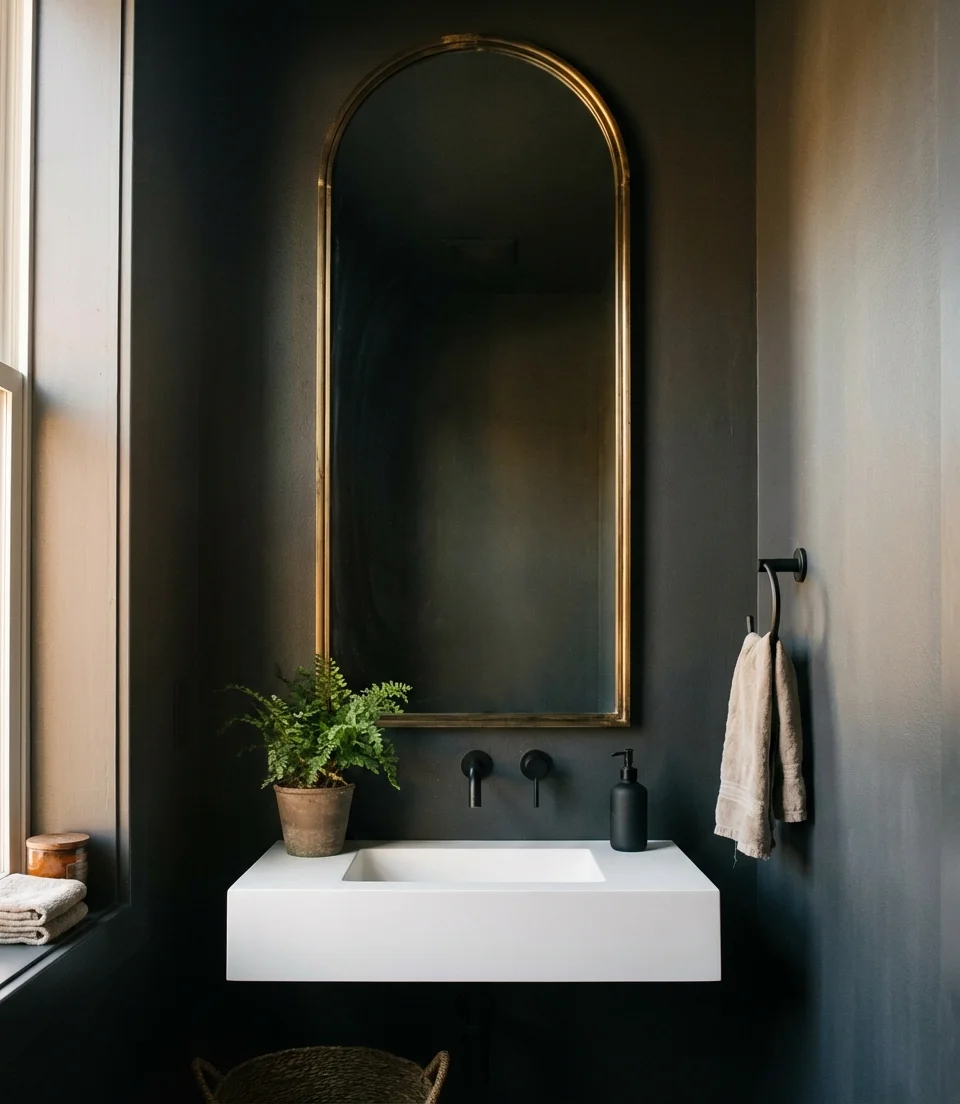 Dramatic Arch Mirror Powder Room 1