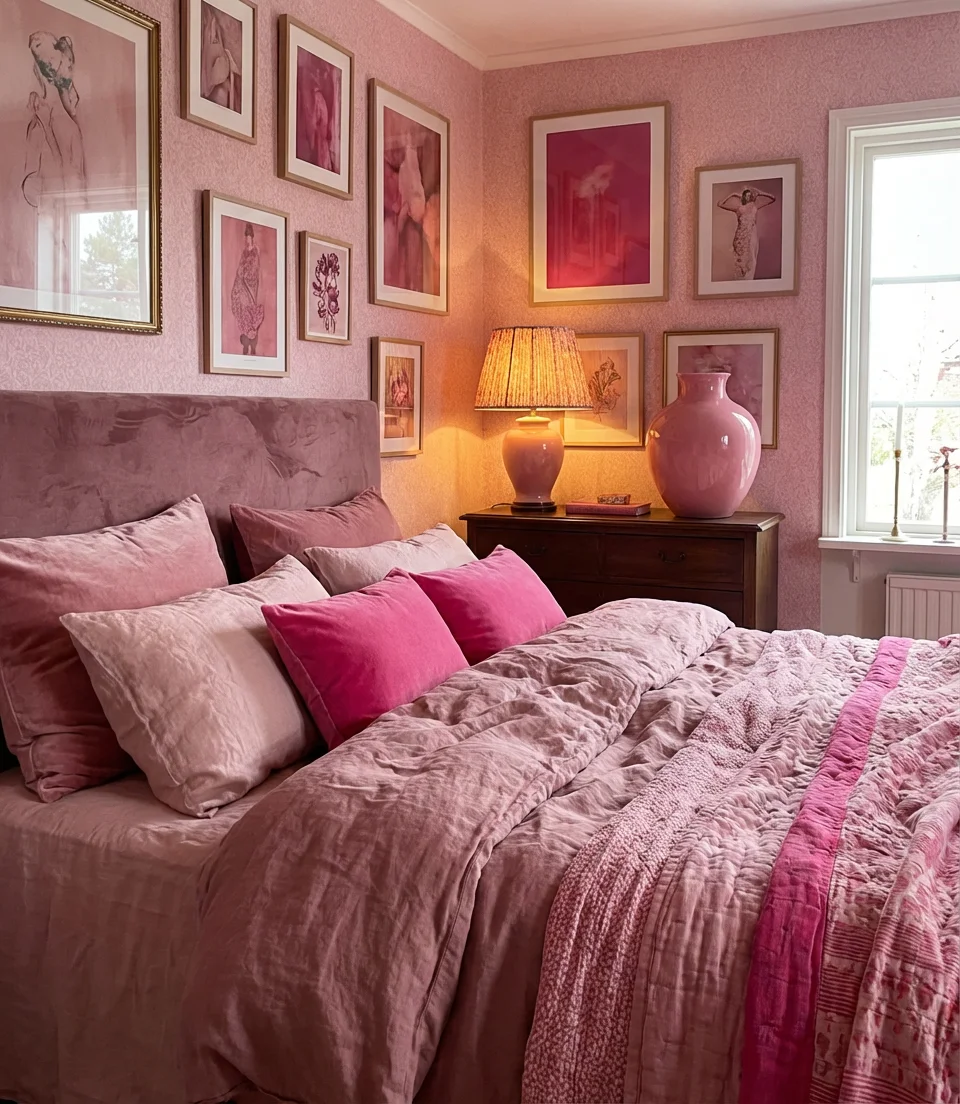Dreamy Full-Pink Maximalist Bedroom 1