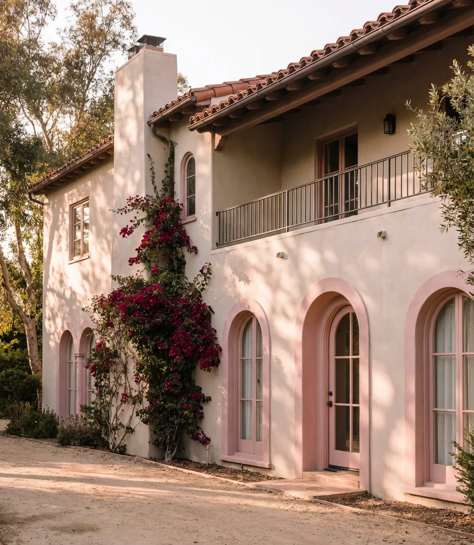 Dusty Rose and Taupe on a Spanish Revival 1