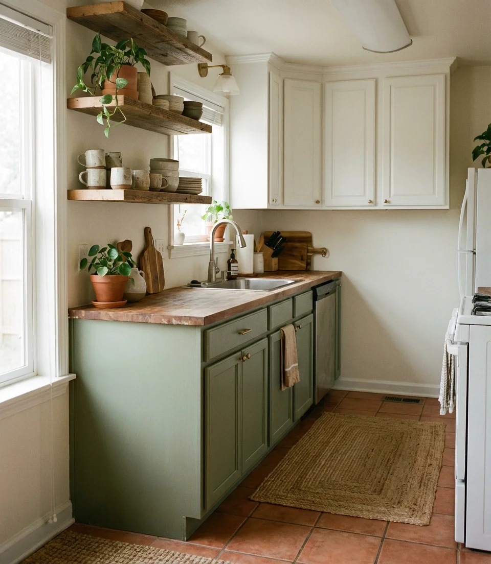 Earthy Neutral Kitchen in a Studio Apartment 1
