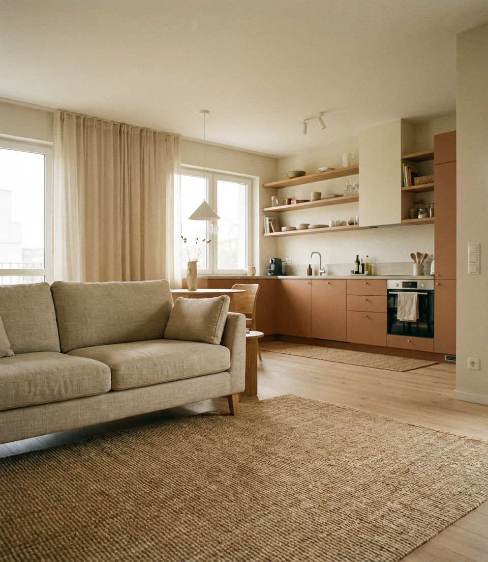 Earthy Neutral Kitchen in a Studio Apartment 2