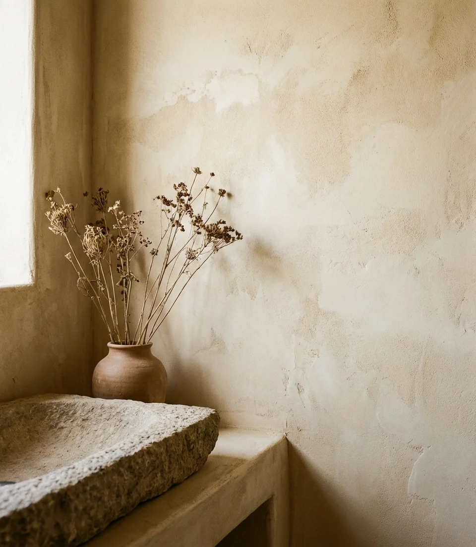 Earthy Neutral Powder Room with Texture 2
