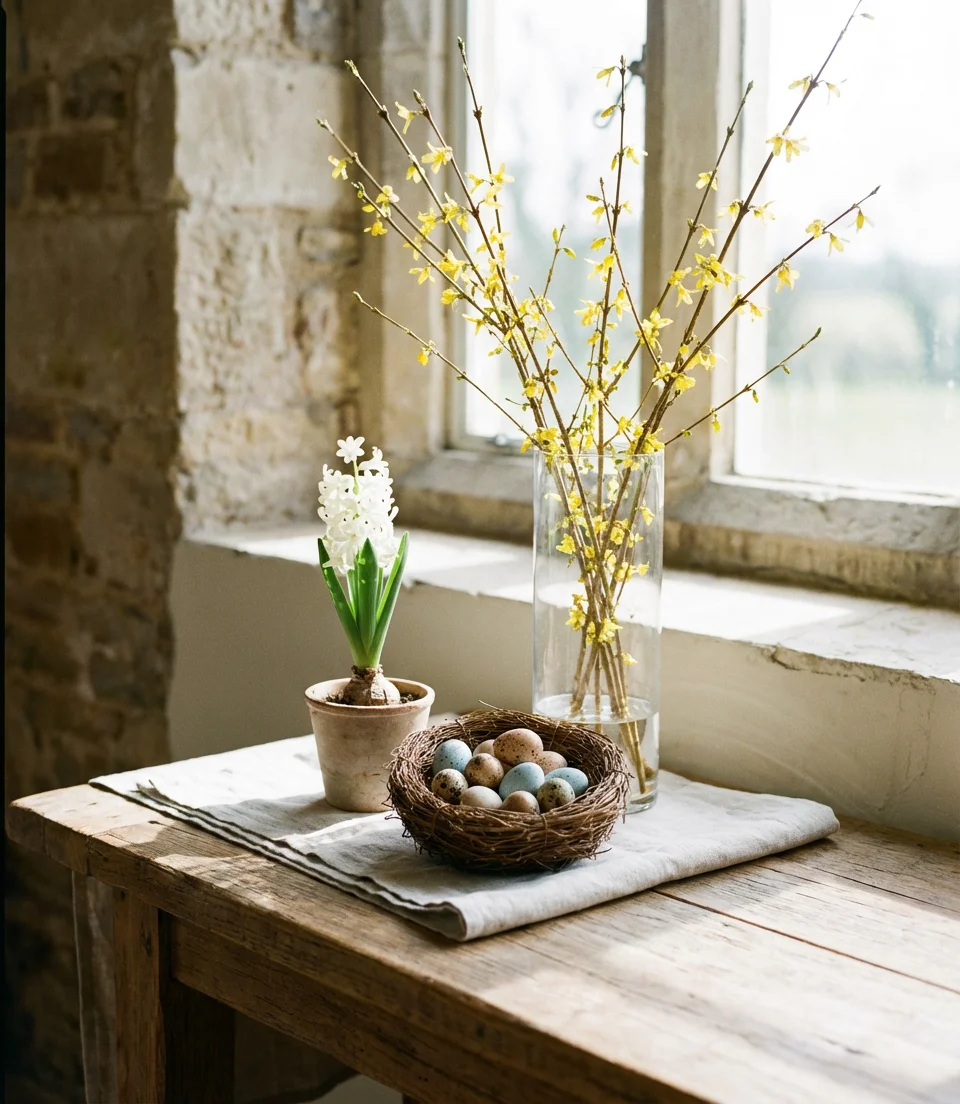 Easter Console Display with Natural Elements 1