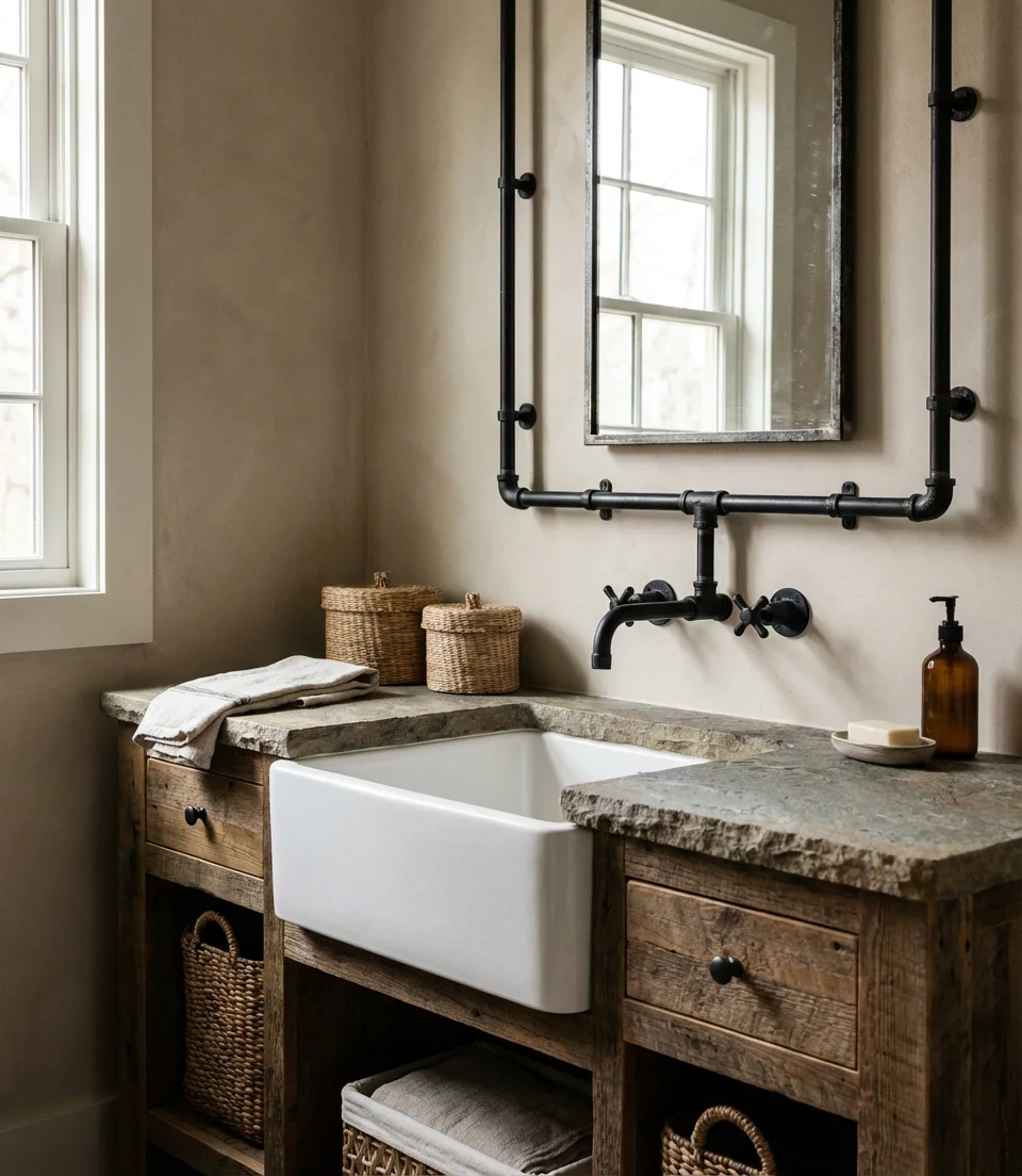 Exposed Pipe Fixtures for Industrial Farmhouse Style 1