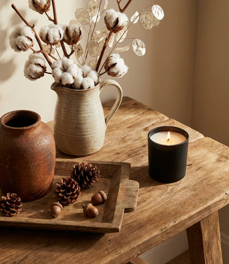 Fall Console Styling with Warm Harvest Tones 2
