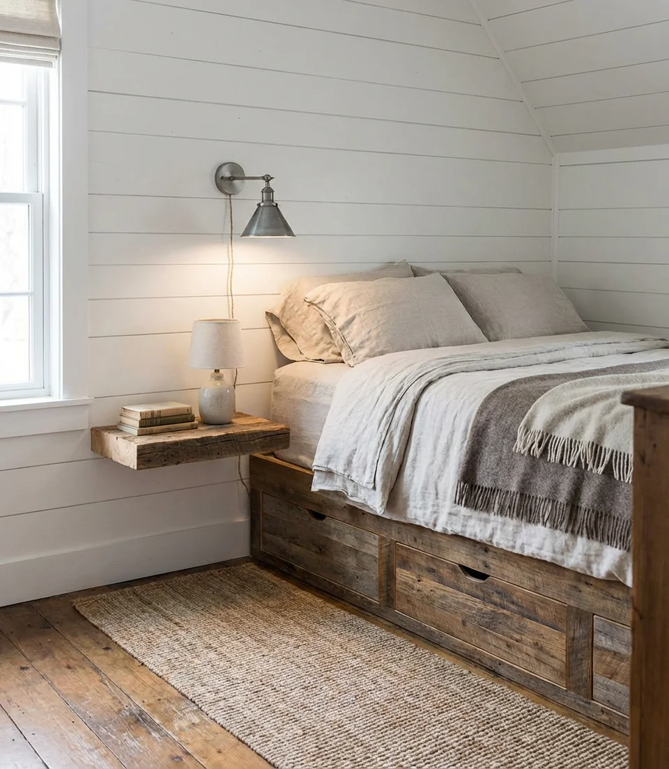 Farmhouse Bedroom for Small Rooms With Smart Storage 1