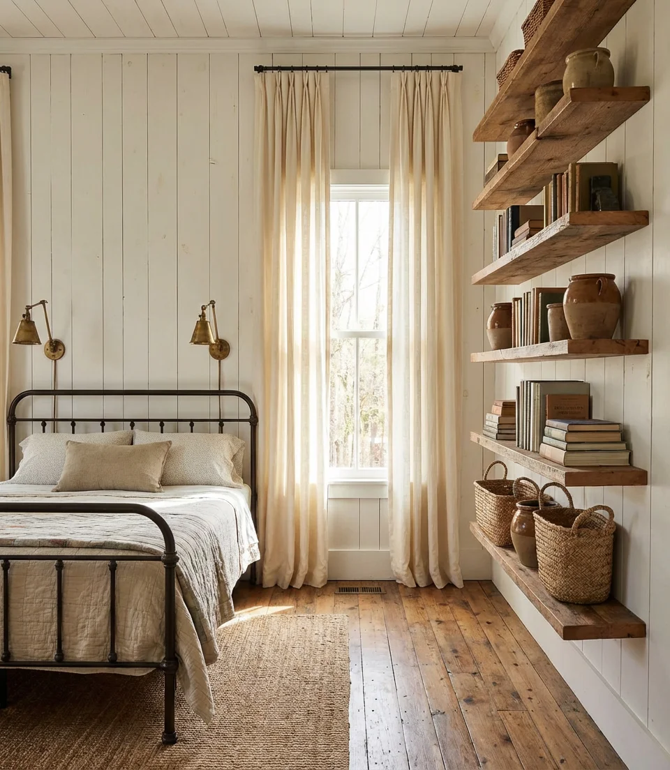 Farmhouse Bedroom for Small Spaces With Vertical Design 1