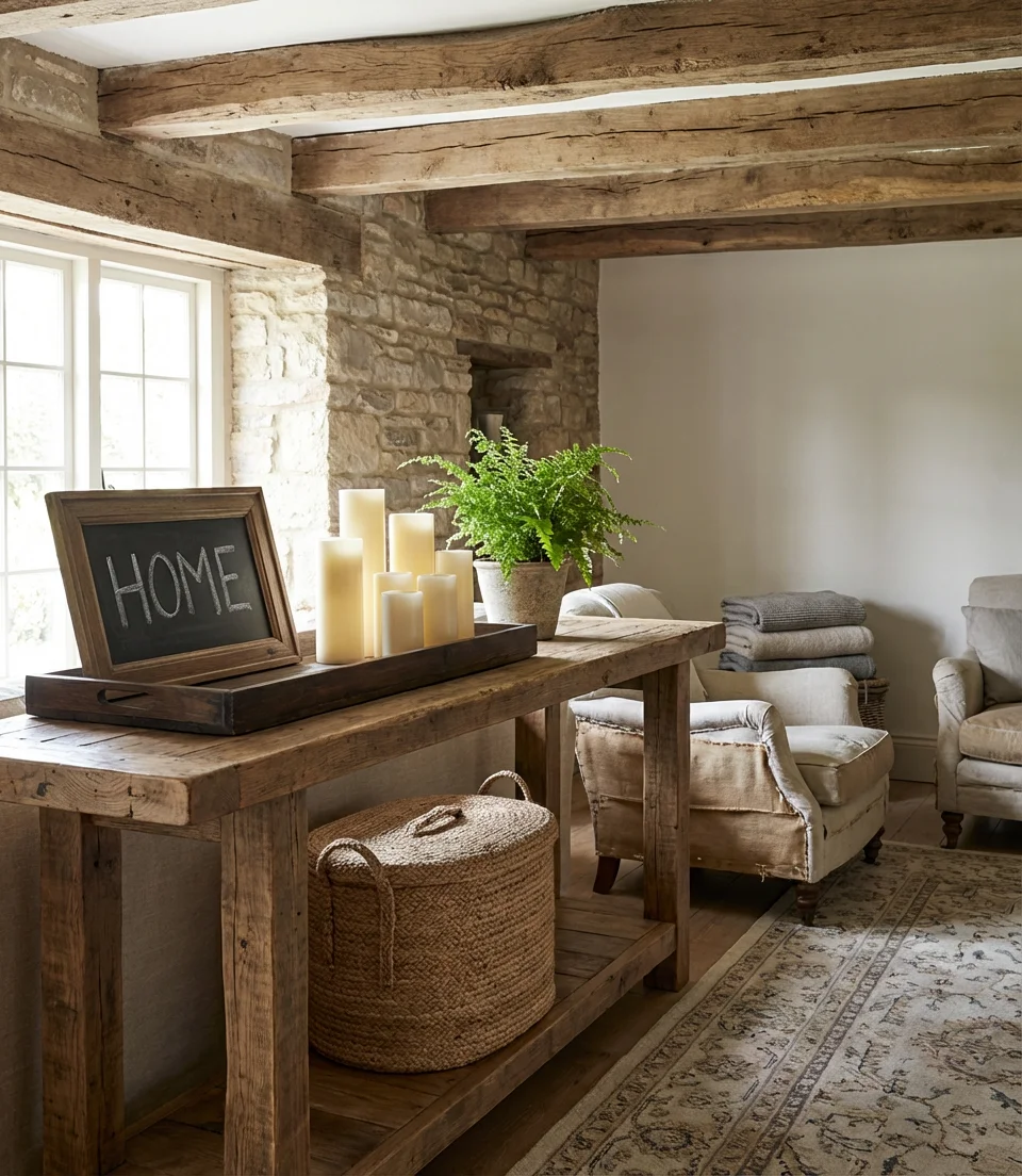 Farmhouse Console with Shiplap and Simple Styling 2