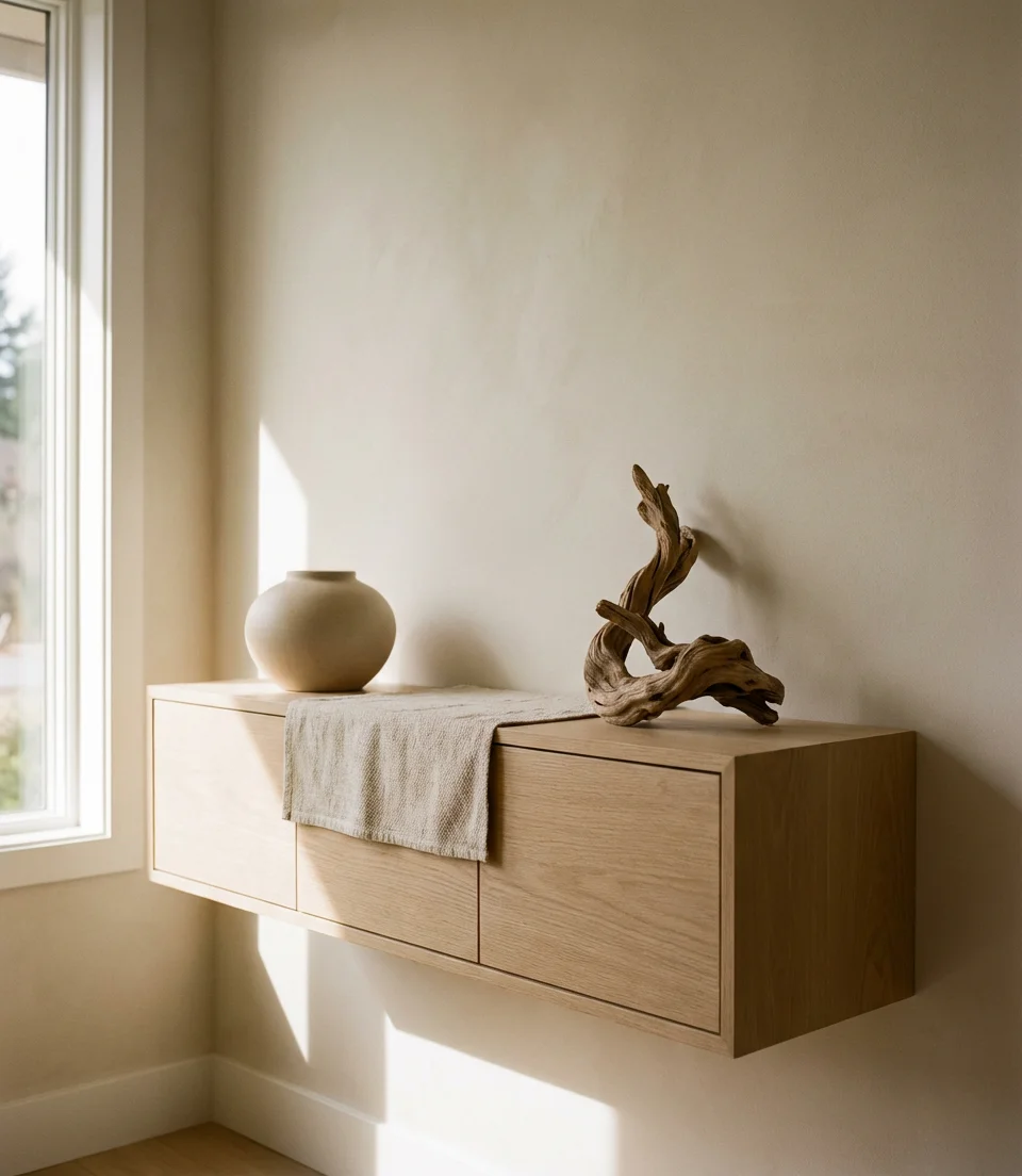Floating Console with Organic Modern Accents 1