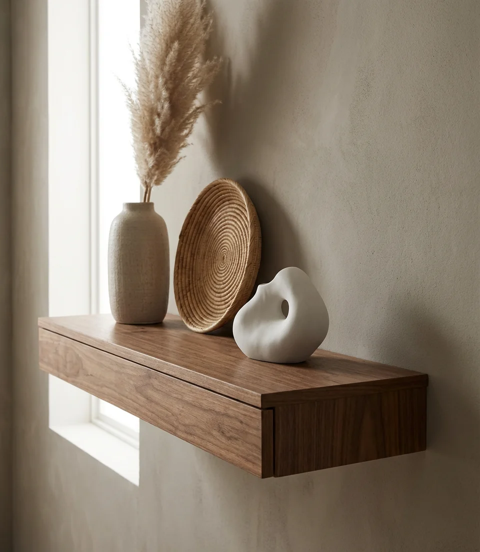 Floating Console with Organic Modern Accents 2