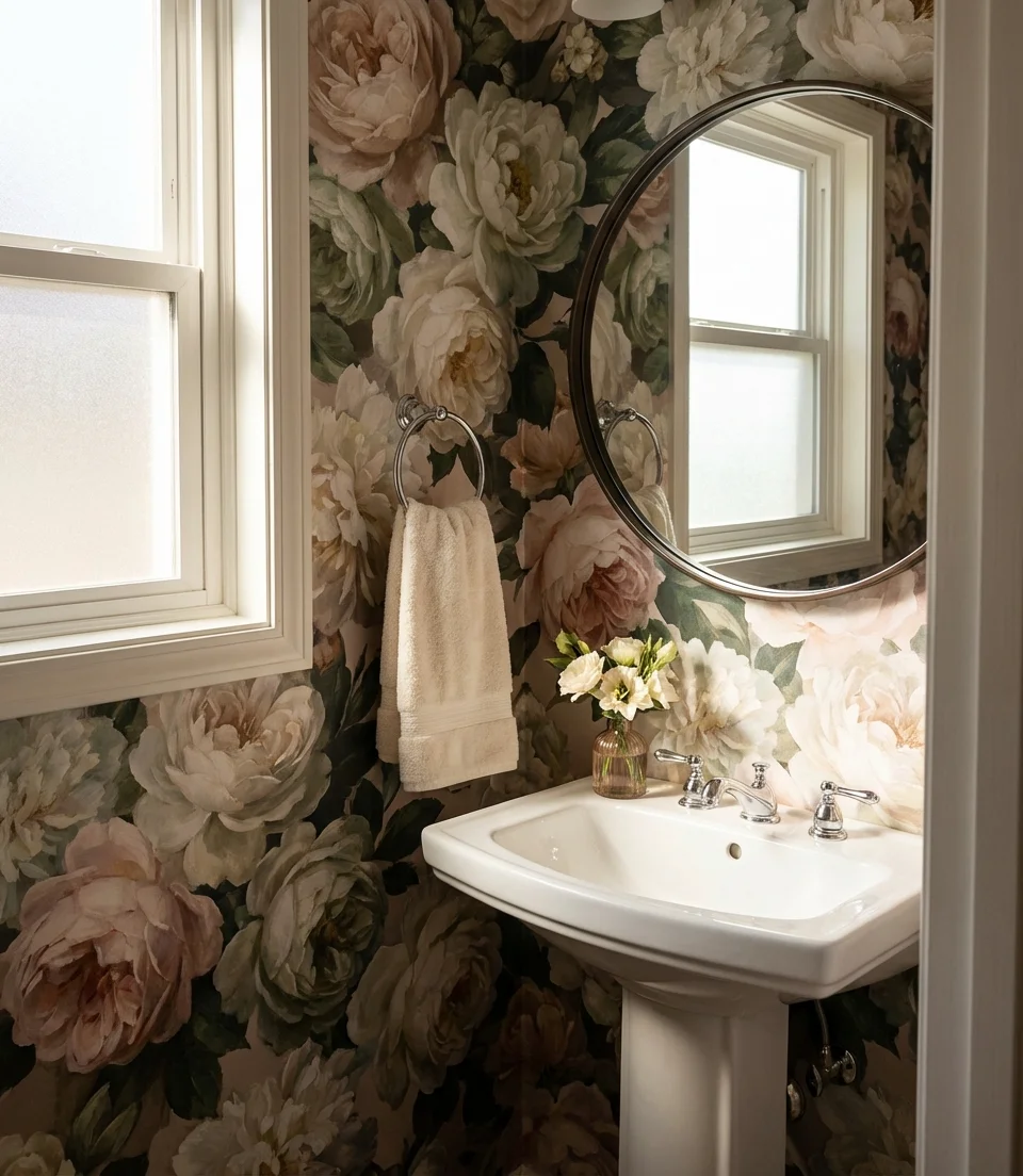 Floral Maximalist Powder Room 1